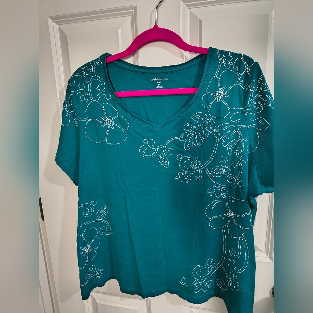 Croft And Borrow Teal Shirt Size 1X (306)